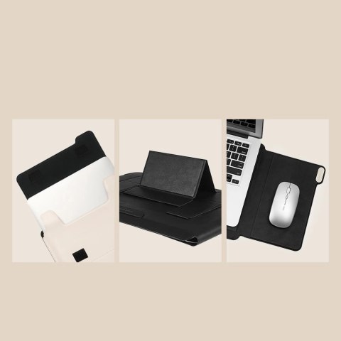 Nillkin 3w1 pokrowiec na MacBooka 14'' etui torba na laptopa podstawka podkładka pod mysz czarno-biały