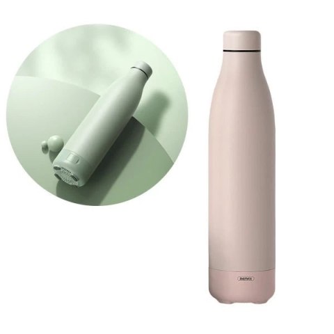 Remax bezprzewodowy głośnik bluetooth 5.0 z termosem kubkiem termicznym 500ml różowy (RB-M5)