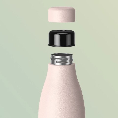 Remax bezprzewodowy głośnik bluetooth 5.0 z termosem kubkiem termicznym 500ml różowy (RB-M5)