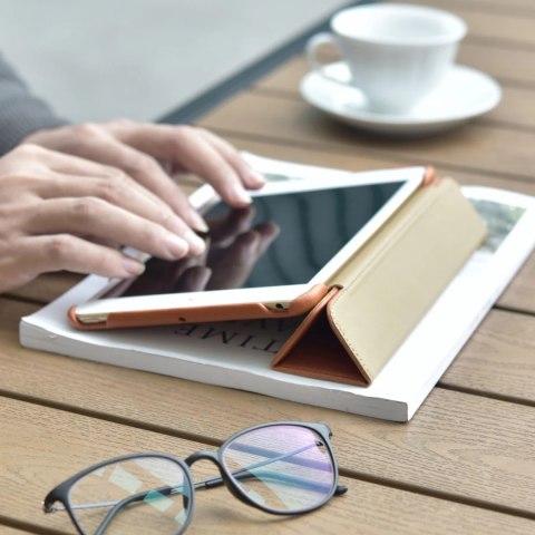 ICarer Leather Folio etui do iPad mini 5 skórzany pokrowiec smart case brązowy (RID800-BN)