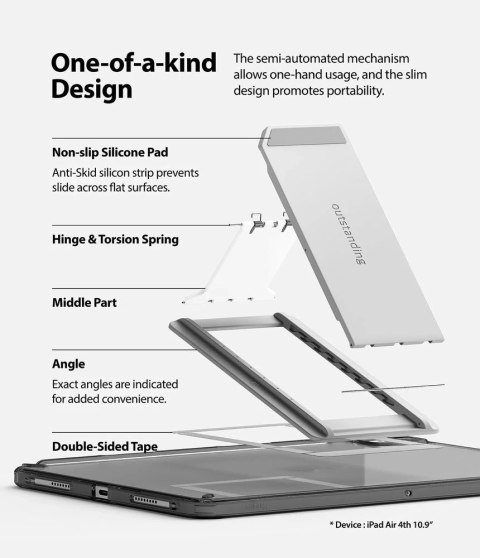 Ringke Fusion Combo Outstanding sztywne etui z żelową ramką do iPad Air 2020 + samoprzylepna podstawka szary (FC485R39)
