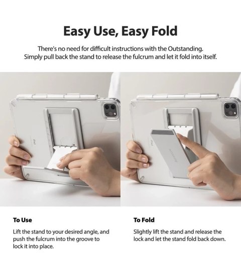 Ringke Fusion Combo Outstanding sztywne etui z żelową ramką do iPad Air 2020 + samoprzylepna podstawka szary (FC485R39)