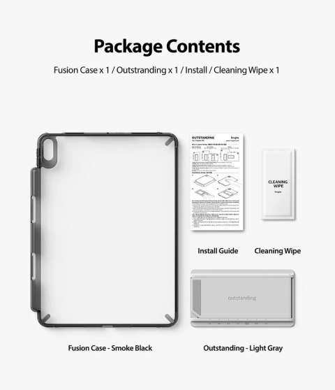 Ringke Fusion Combo Outstanding sztywne etui z żelową ramką do iPad Air 2020 + samoprzylepna podstawka szary (FC485R39)