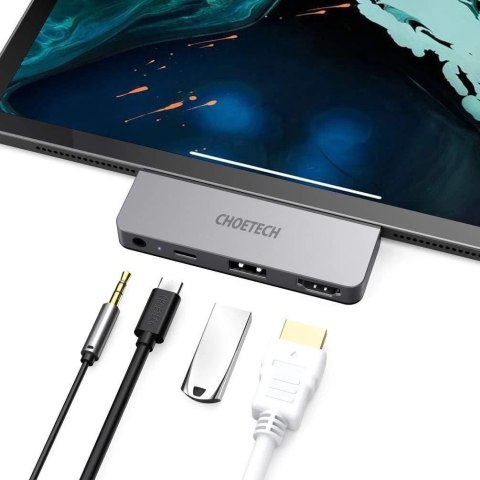 Choetech stacja dokująca do Apple iPad Pro adapter HUB USB Typ C 4w1 60W PD czarny (HUB-M13)