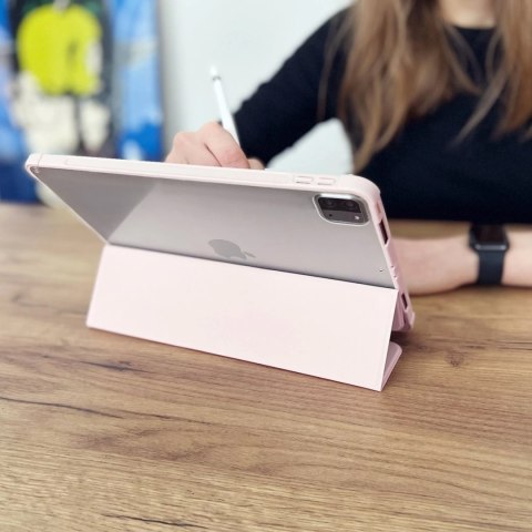 Stand Tablet Case etui Smart Cover pokrowiec na iPad Pro 12.9 2020 / 2021 / 2022 / iPad Air 13 2024 z funkcją podstawki różowy