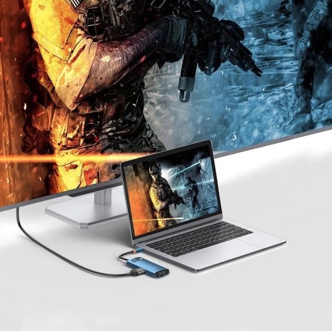 Baseus Metal Gleam 6w1 wielofunkcyjny hub USB Typ C - USB Typ C Power Delivery 100W / HDMI 4K 30Hz / 3x USB 3.2 Gen 1 / RJ45 1Gb