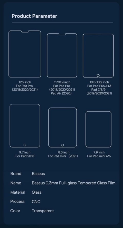 Baseus szkło hartowane Tempered Glass 0,3 mm do iPad 9,7" (SGBL021302)