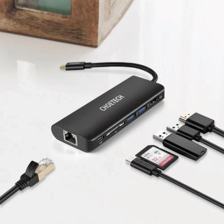 Choetech stacja dokująca adapter hub USB Typ C 6w1 100W PD czarny (HUB-M05)