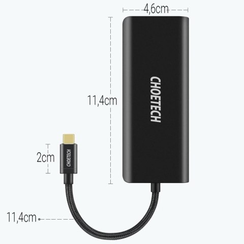 Choetech stacja dokująca adapter hub USB Typ C 6w1 100W PD czarny (HUB-M05)
