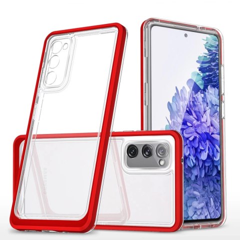 Clear 3in1 etui do Samsung Galaxy S20 FE 5G żelowy pokrowiec z ramką czerwony
