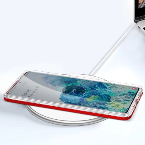 Clear 3in1 etui do Samsung Galaxy S20 FE 5G żelowy pokrowiec z ramką czerwony