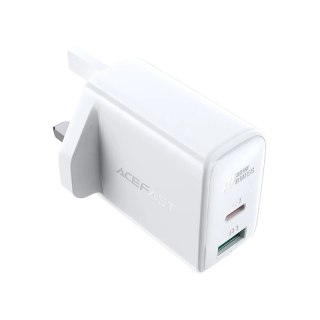 Acefast szybka ładowarka sieciowa USB / USB Typ C 32W Power Delivery wtyczka UK biały (A8 UK white)