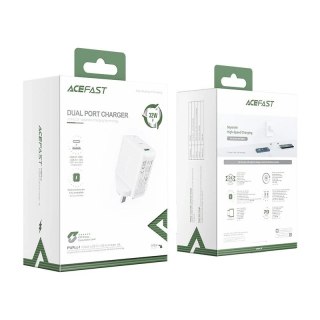 Acefast szybka ładowarka sieciowa USB / USB Typ C 32W Power Delivery wtyczka UK biały (A8 UK white)