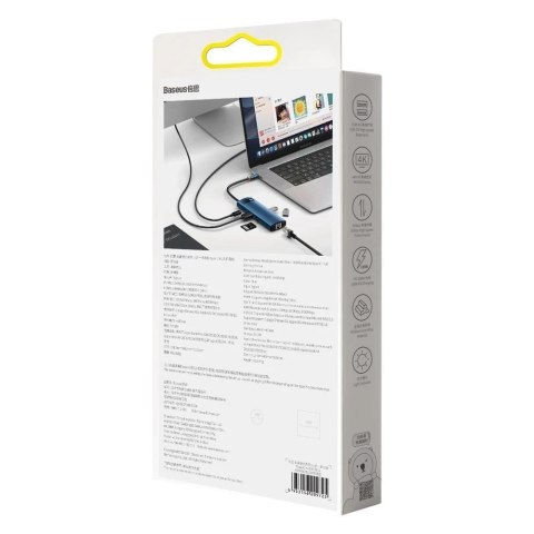 Baseus Metal Gleam 8w1 wielofunkcyjny HUB USB Typ C - USB Typ C Power Delivery 100W / HDMI 4K 30Hz / czytnik kart SD i microSD /