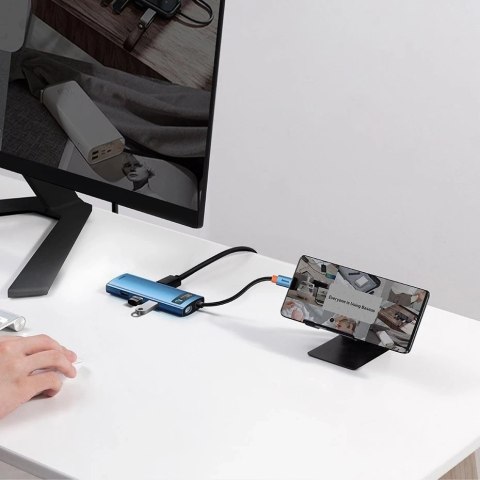 Baseus Metal Gleam 8w1 wielofunkcyjny HUB USB Typ C - USB Typ C Power Delivery 100W / HDMI 4K 30Hz / czytnik kart SD i microSD /