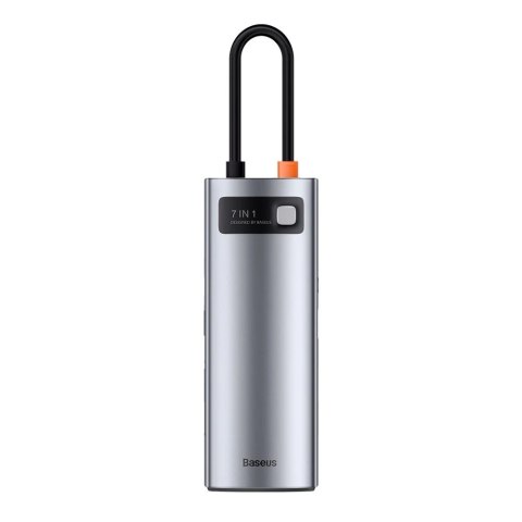 Baseus Metal Gleam Series multifunkcjonalny HUB USB 7w1 Typ C HDMI czytnik kart TF PD szary (WKWG020113)