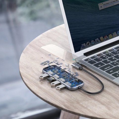 Baseus adapter przejściówka HUB USB Typ C na 4x USB 3.0 / USB Typ C PD do MacBook / PC szary (CAHUB-EZ0G)