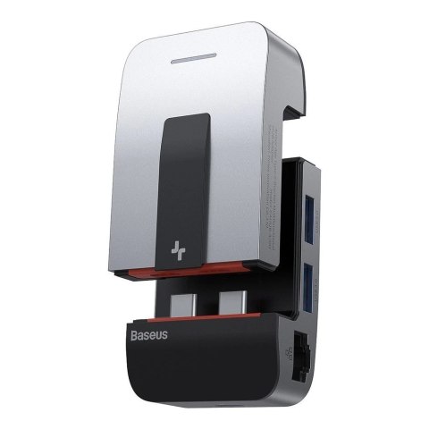 Baseus podstawka wielofunkcyjny HUB USB Typ C - USB 3.0 / RJ45 / 3,5 mm mini jack / HDMI / USB Typ C / Thunderbolt 3 do MacBook 