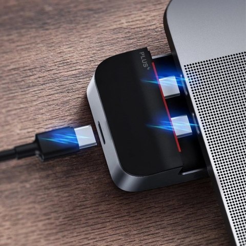 Baseus podstawka wielofunkcyjny HUB USB Typ C - USB 3.0 / RJ45 / 3,5 mm mini jack / HDMI / USB Typ C / Thunderbolt 3 do MacBook 