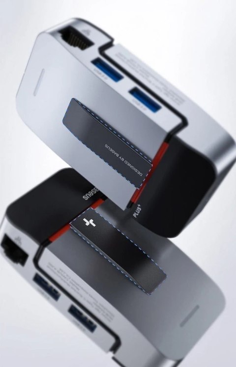 Baseus podstawka wielofunkcyjny HUB USB Typ C - USB 3.0 / RJ45 / 3,5 mm mini jack / HDMI / USB Typ C / Thunderbolt 3 do MacBook 