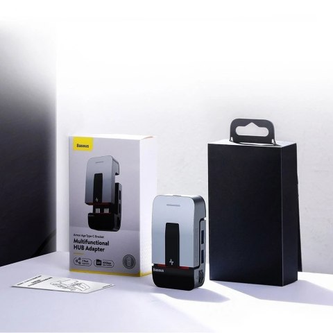 Baseus podstawka wielofunkcyjny HUB USB Typ C - USB 3.0 / RJ45 / 3,5 mm mini jack / HDMI / USB Typ C / Thunderbolt 3 do MacBook 