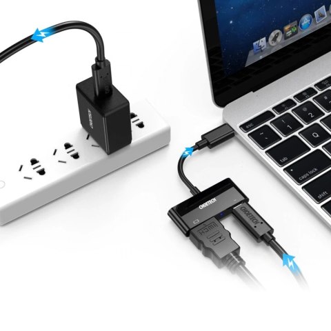 Choetech HUB-M03 przejściówka adapter USB Typ C - HDMI + USB-C Power Delivery czarny (HUB-M03)