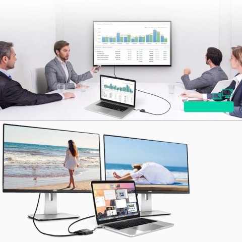 Choetech adapter przejściówka rozdzielacz ze złącza USB Typ C (męski) na HDMI (żeński) 4K 60Hz / VGA (żeński) FullHD 1080p 60Hz 