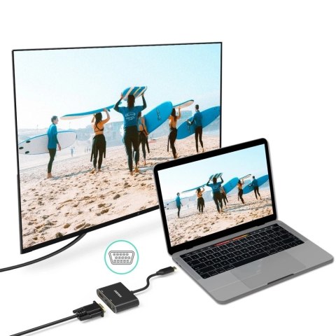 Choetech adapter przejściówka rozdzielacz ze złącza USB Typ C (męski) na HDMI (żeński) 4K 60Hz / VGA (żeński) FullHD 1080p 60Hz 