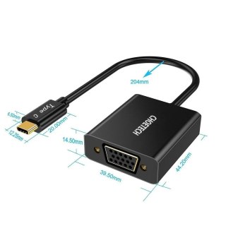 Choetech jednokierunkowa przejściówka adapter HUB USB Typ C na VGA czarna (HUB-V01)