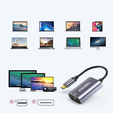 Choetech jednokierunkowy kabel przejściówka adapter z USB Typ C na mini DisplayPort 4K 60Hz szary (HUB-M06)