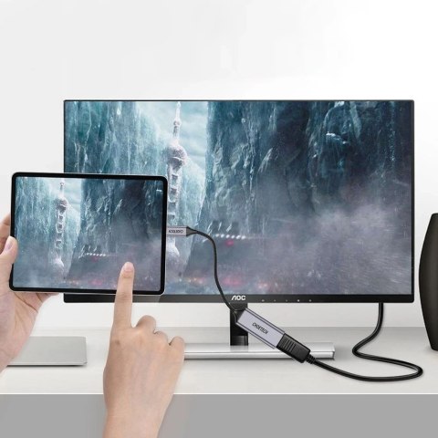 Choetech jednokierunkowy kabel przejściówka z USB Typ C (męski) do Display Port (żeński) 4K 0,2m szary (HUB-H11)