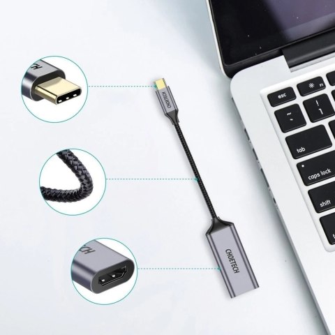Choetech przejściówka adapter HUB USB Typ C (męski) na HDMI (żeński) 4K 60Hz szary (HUB-H10)