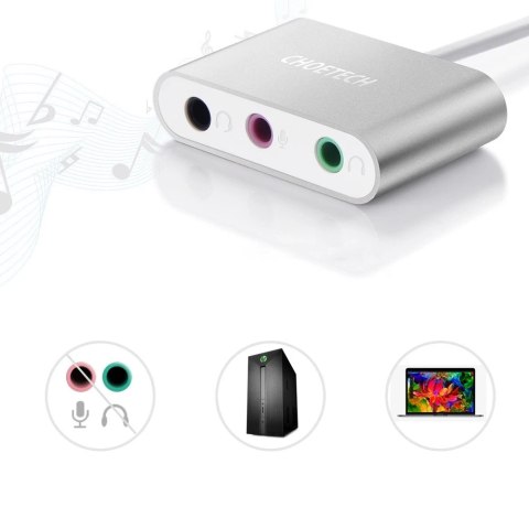 Choetech przejściówka adapter USB Typ C - mini jack 3,5mm słuchawki / mikrofon szary (HUB-A02GY)