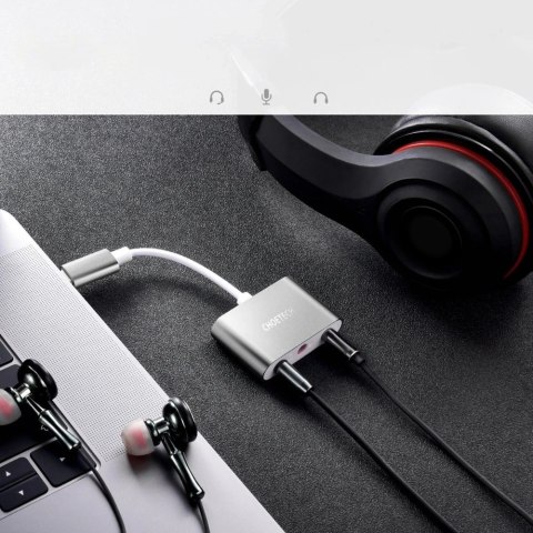 Choetech przejściówka adapter USB Typ C - mini jack 3,5mm słuchawki / mikrofon szary (HUB-A02GY)
