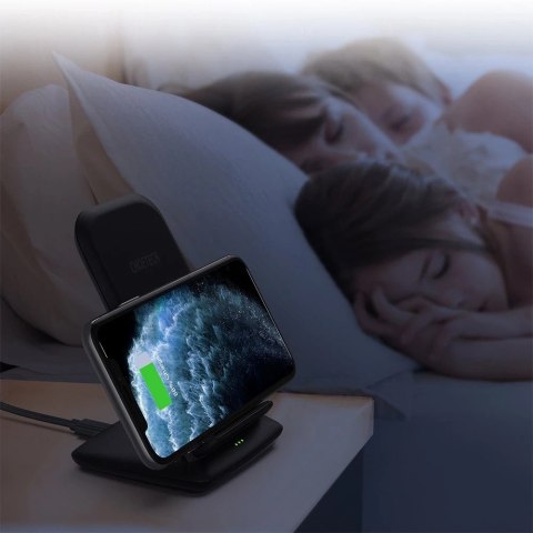 Choetech zestaw dwucewkowa ładowarka bezprzewodowa Qi stojak 10W czarny (T555-S) + ładowarka sieciowa USB 18W Power Delivery cza