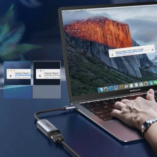 Choetech zewnętrzna karta sieciowa USB Typ C - RJ45 2,5Gbps szary (HUB-R02 gray)