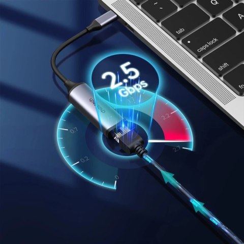 Choetech zewnętrzna karta sieciowa USB Typ C - RJ45 2,5Gbps szary (HUB-R02 gray)
