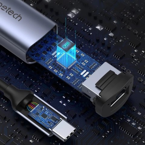 Choetech zewnętrzna karta sieciowa USB Typ C - RJ45 2,5Gbps szary (HUB-R02 gray)