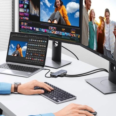 Czytnik kart Ugreen 9w1 wielofunkcyjny HUB USB Typ C - 2x USB 3.2 Gen 1 / 1x USB 2.0 / 2x HDMI 4K 60Hz / SD i TF / USB Typ C PD 