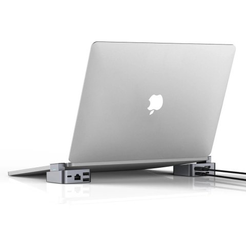 Joyroom podstawka wielofunkcyjny HUB USB Typ C - USB 3.0 / RJ45 / HDMI / USB Typ C / Thunderbolt do MacBook Pro szary (S-H121 Gr