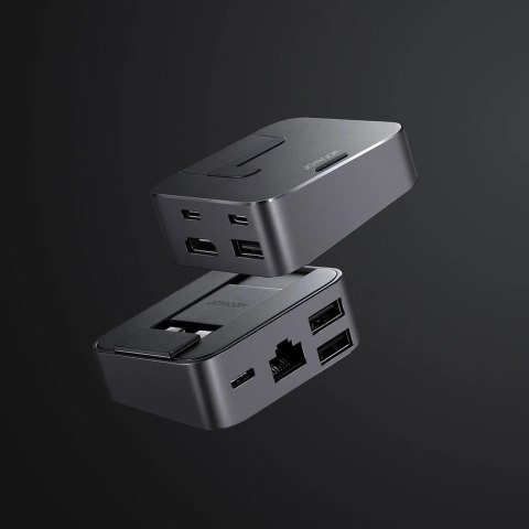 Joyroom podstawka wielofunkcyjny HUB USB Typ C - USB 3.0 / RJ45 / HDMI / USB Typ C / Thunderbolt do MacBook Pro szary (S-H121 Gr