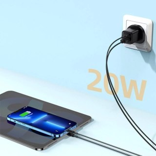 Joyroom szybka ładowarka sieciowa UK USB Typ C + USB 20W PD QC3.0 czarny (L-QP207)