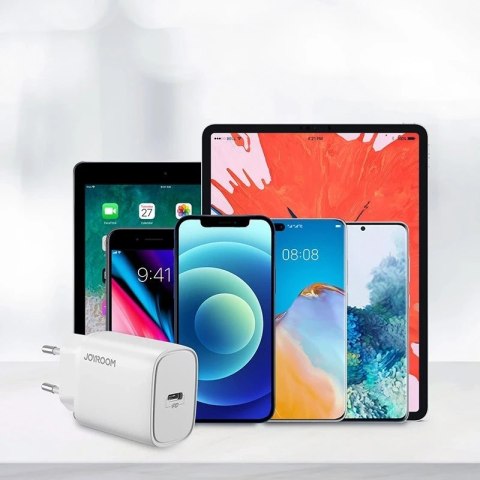 Joyroom szybka ładowarka sieciowa USB Typ C PD 20W wtyczka EU biały (L-P201)