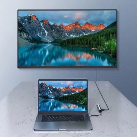 Joyroom wielofunkcyjny HUB 7w1 USB Typ C 100 W / HDMI 4K 30 Hz / RJ-45 / czytnik kart SD i microSD / 2x USB 3.0 (S-H111)