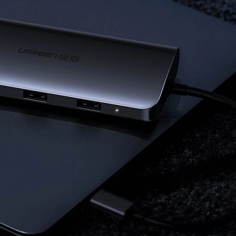 Ugreen 9w1 wielofunkcyjny HUB USB 3.2 Gen. 1 HDMI (4K@60Hz) VGA (Full HD@60Hz) Ethernet czytnik kart TF/SD PD 100W USB Typ C PD 