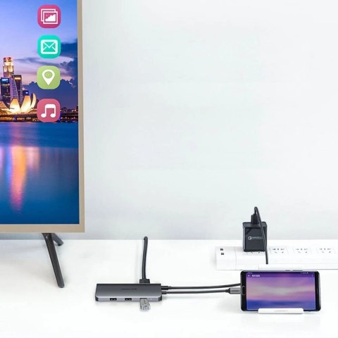 Ugreen 9w1 wielofunkcyjny HUB USB 3.2 Gen. 1 HDMI (4K@60Hz) VGA (Full HD@60Hz) Ethernet czytnik kart TF/SD PD 100W USB Typ C PD 