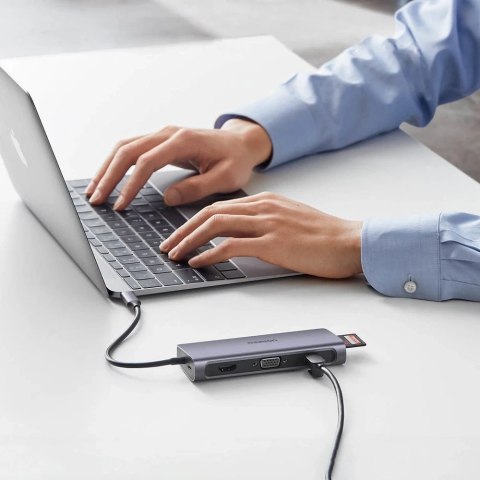 Ugreen 9w1 wielofunkcyjny HUB USB 3.2 Gen. 1 HDMI (4K@60Hz) VGA (Full HD@60Hz) Ethernet czytnik kart TF/SD PD 100W USB Typ C PD 