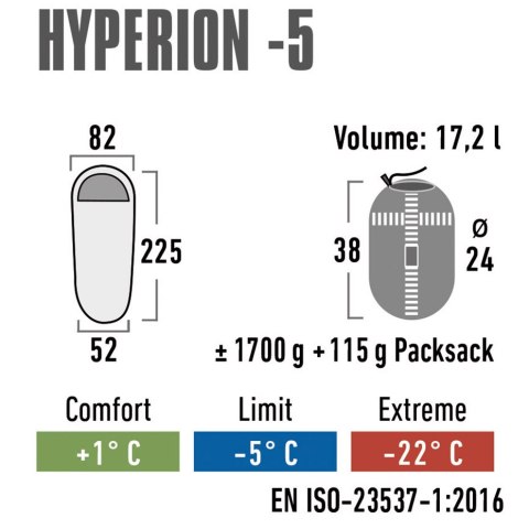 Śpiwór High Peak Hyperion 5 225x82x52 bordowo-szary 23373 Śpiwór High Peak Hyperion 5 225x82x52 bordowo-szary 23373