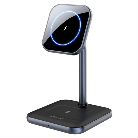 Acefast bezprzewodowa ładowarka Qi 15W do iPhone (z MagSafe) i Apple AirPods stojak podstawka uchwyt magnetyczny czarny (E1 blac