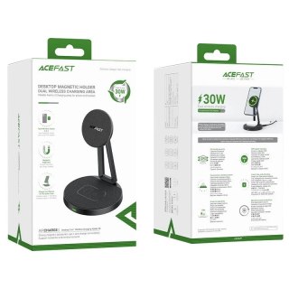 Acefast bezprzewodowa ładowarka Qi 15W do iPhone (z MagSafe) i Apple AirPods stojak podstawka uchwyt magnetyczny czarny (E8 blac
